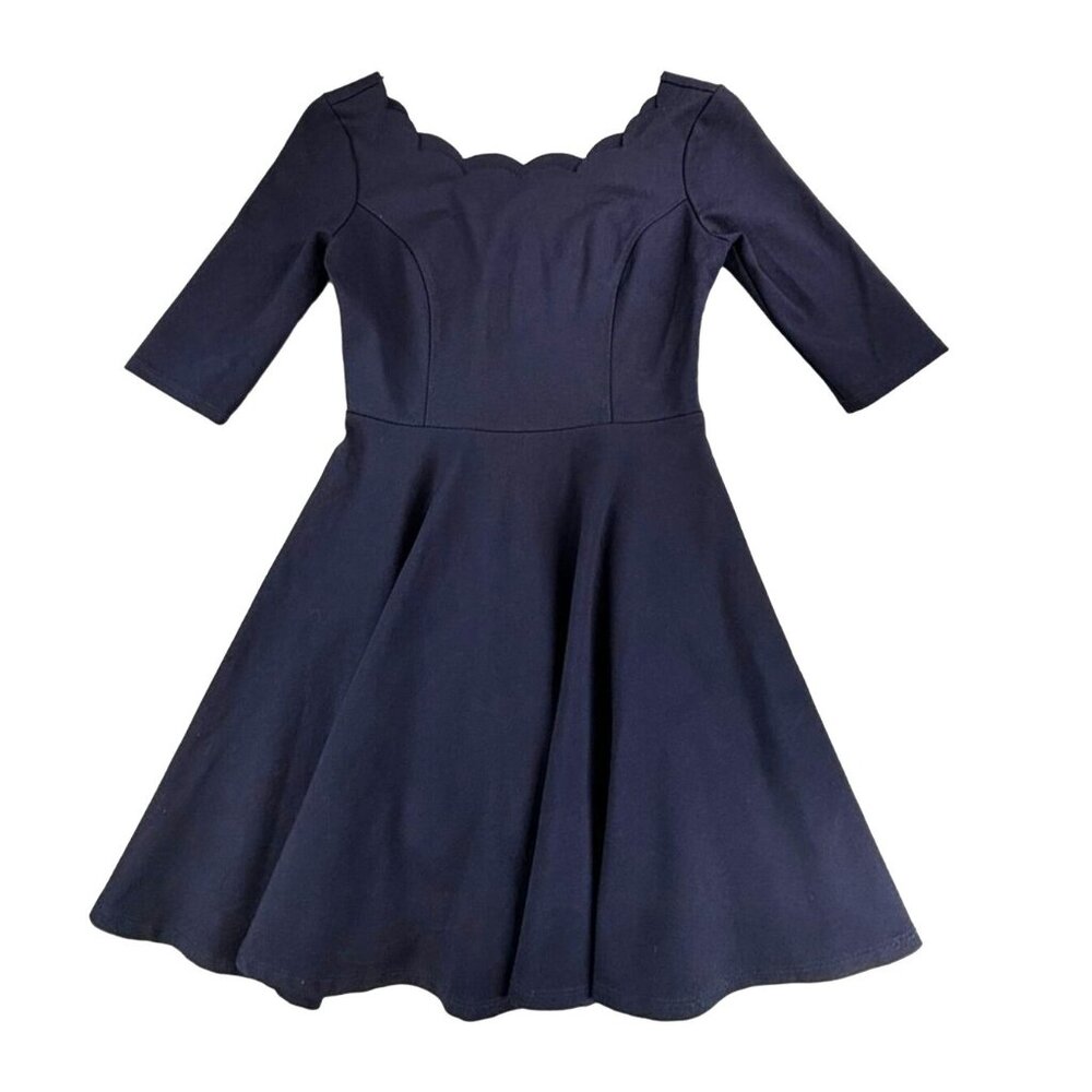 Lulus Dress Scalloped Neckline Navy Blue Womens M